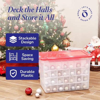 Homz 112 Qt Latching Holiday Plastic Storage Container Tote Box, Clear (2 Pack)