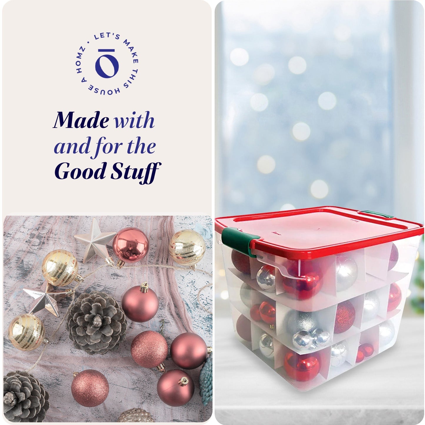 HOMZ 31 Qt Holiday Clear Plastic Storage Container w/ Latching Handles (4 Pack)