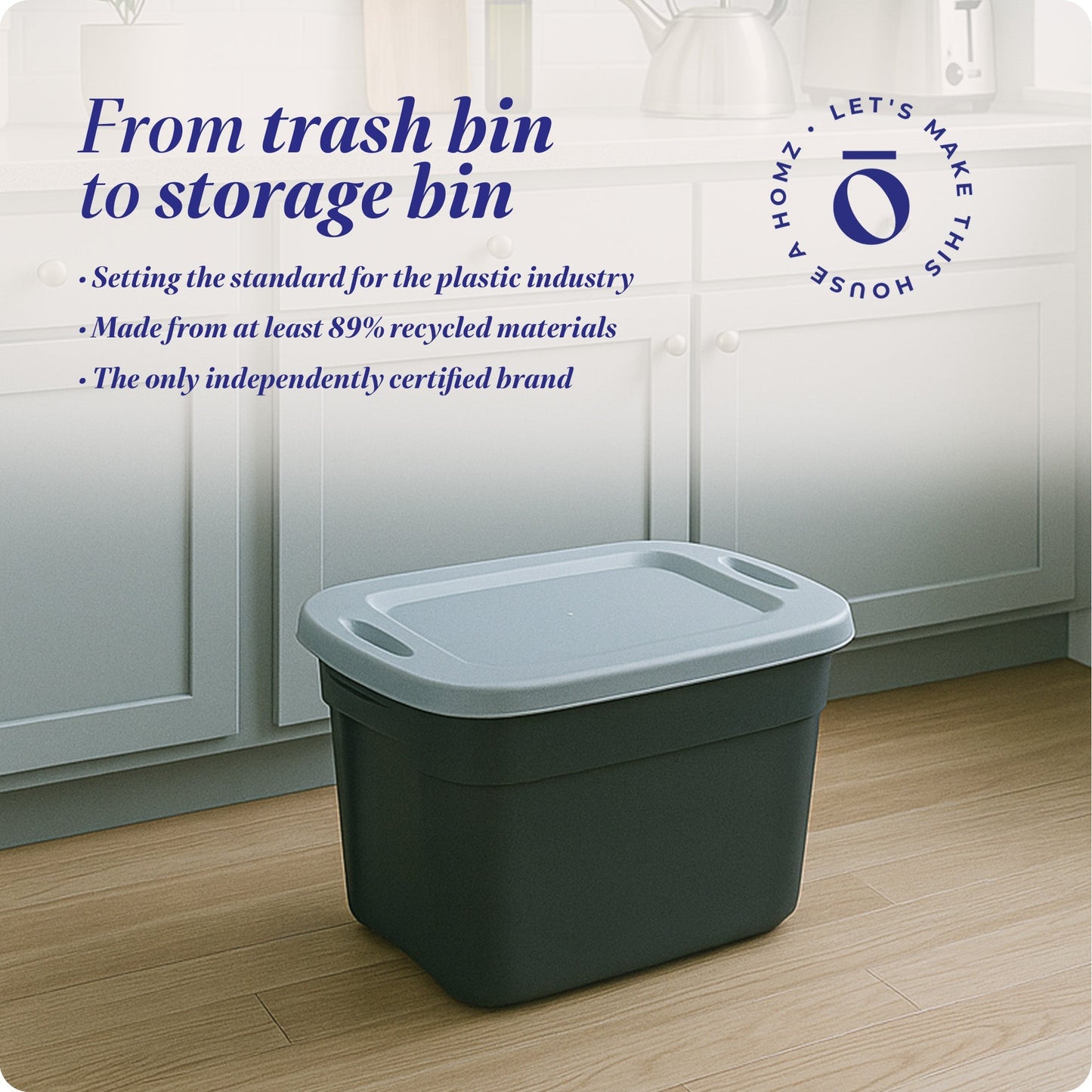 Homz 6610BKTS.10 10 Gallon Durable Molded Plastic Storage Bin w/ Lid (10 Pack)