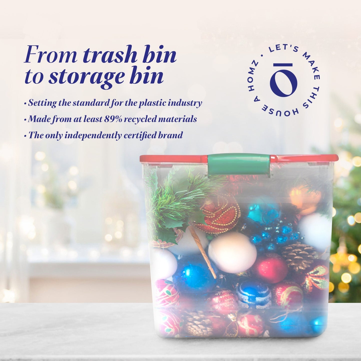 HOMZ 31 Qt Holiday Clear Plastic Storage Container w/ Latching Handles (4 Pack)