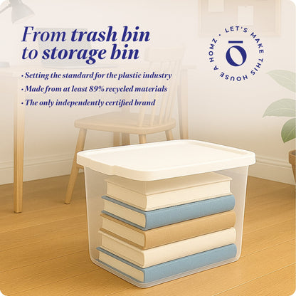 Homz 56 Qt Stackable Plastic Storage Container with Snaplock Lid, Blue (2 Pack)