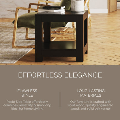 Maven Lane Paulo Wooden Side Table in Weathered Black Finish