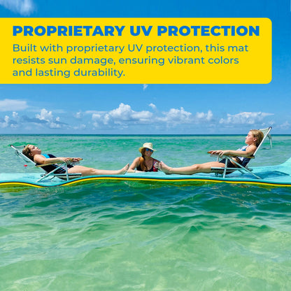 Aqua Lily Pad Floating Mat w/ Duracore, Foam Lake Float, 6’ x 18’, Yellow/Blue