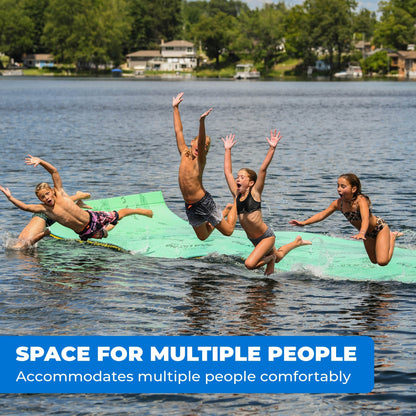 Aqua Lily Pad Floating Mat w/ Duracore, Foam Lake Float, 6’ x 18’, Yellow/Blue