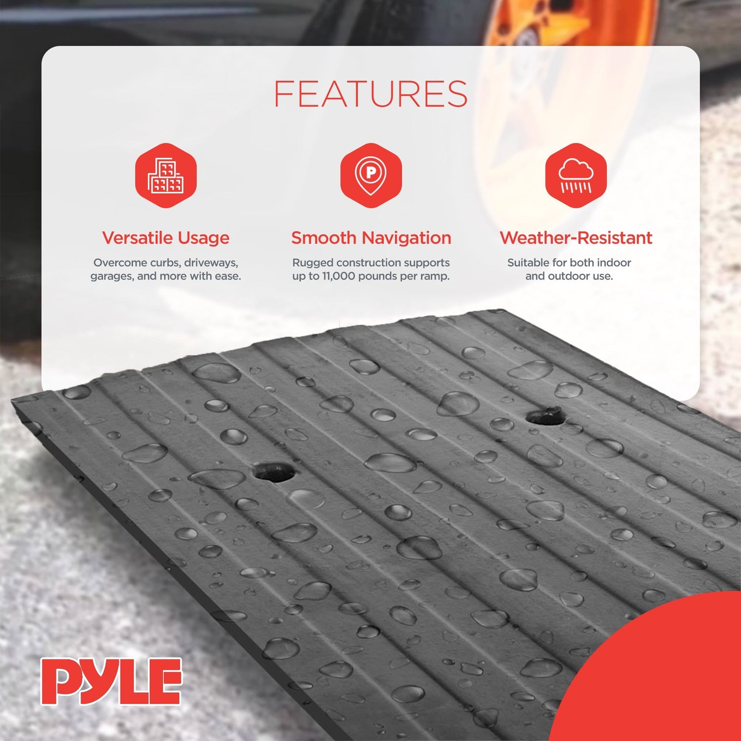 Pyle PCRBDR21 Car/Truck Curbside Driveway Ramp Threshold Bridge Track (2 Pack) - Find Fresh Goods