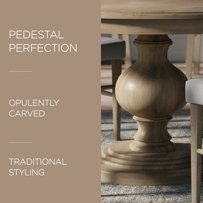 Maven Lane Zola Traditional Round Wooden Dining Table in Antiqued Grey Finish