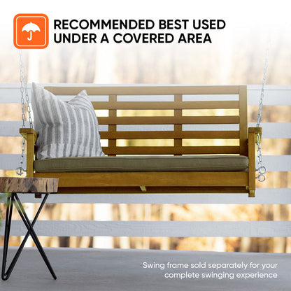 Jack Post Corp 4 Foot Cushioned Indonesian Hardwood Swing with Chains, Brown