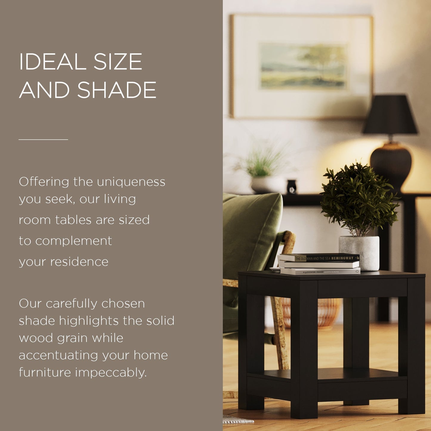 Maven Lane Paulo Wooden Side Table in Weathered Black Finish