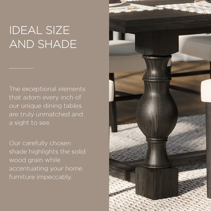 Maven Lane Leon Traditional Wooden Dining Table in Antiqued Black Finish