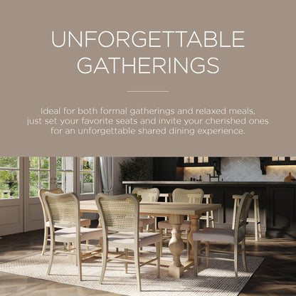 Maven Lane Leon Traditional Wooden Dining Table in Antiqued White Finish