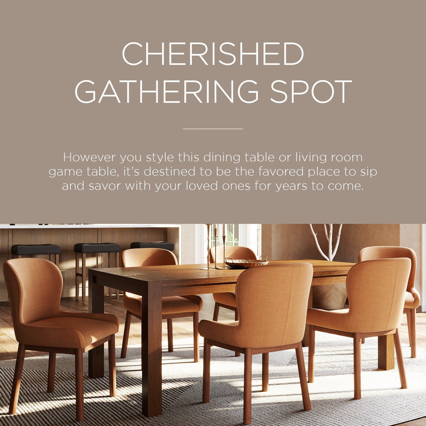 Maven Lane Cleo Contemporary Wooden Dining Table in Refined Brown Finish