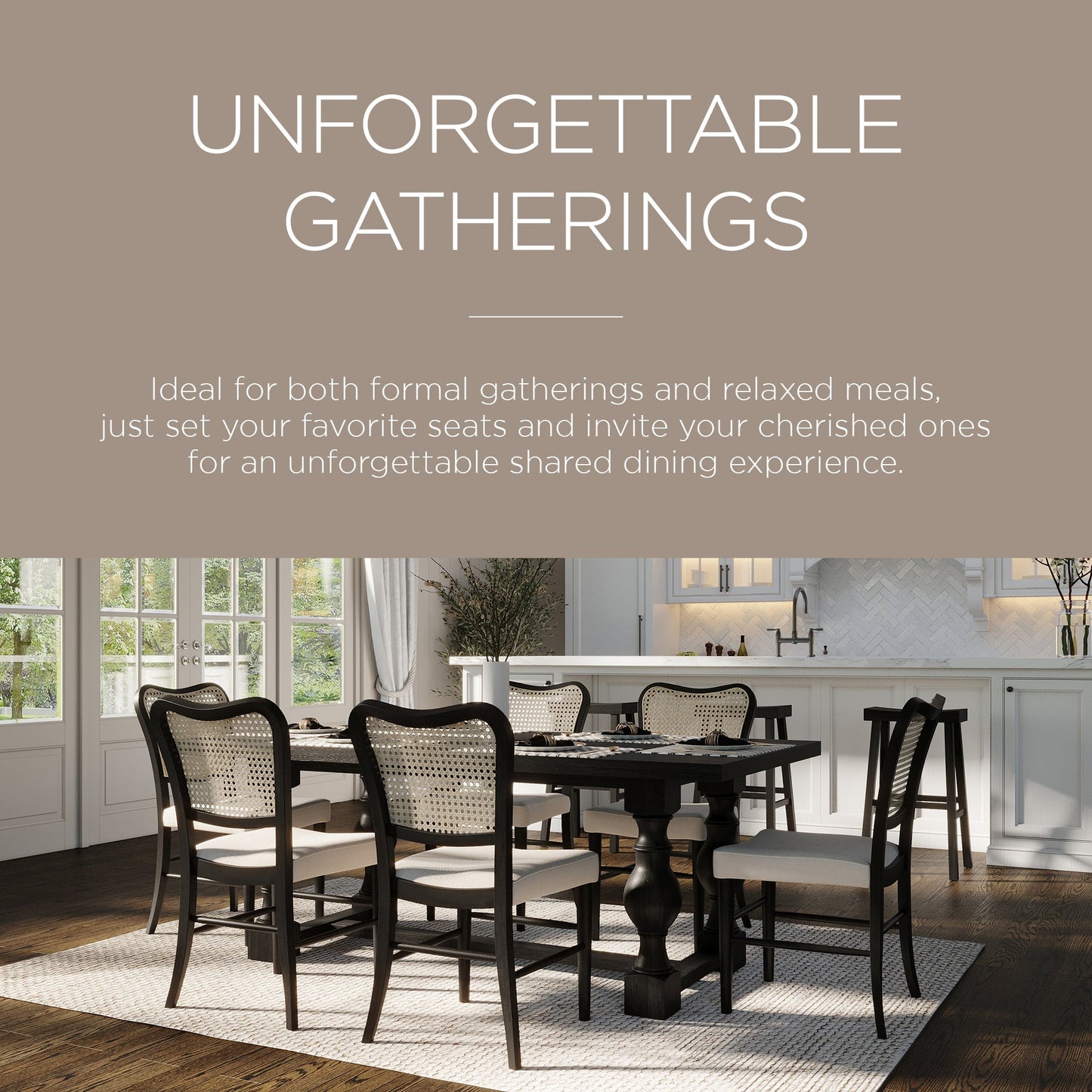 Maven Lane Leon Traditional Wooden Dining Table in Antiqued Black Finish