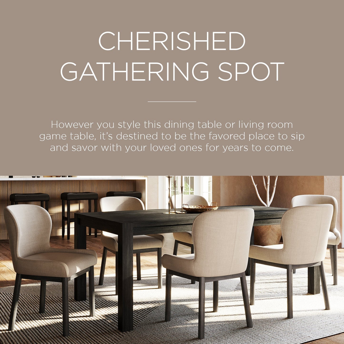 Maven Lane Cleo Contemporary Wooden Dining Table in Refined Black Finish