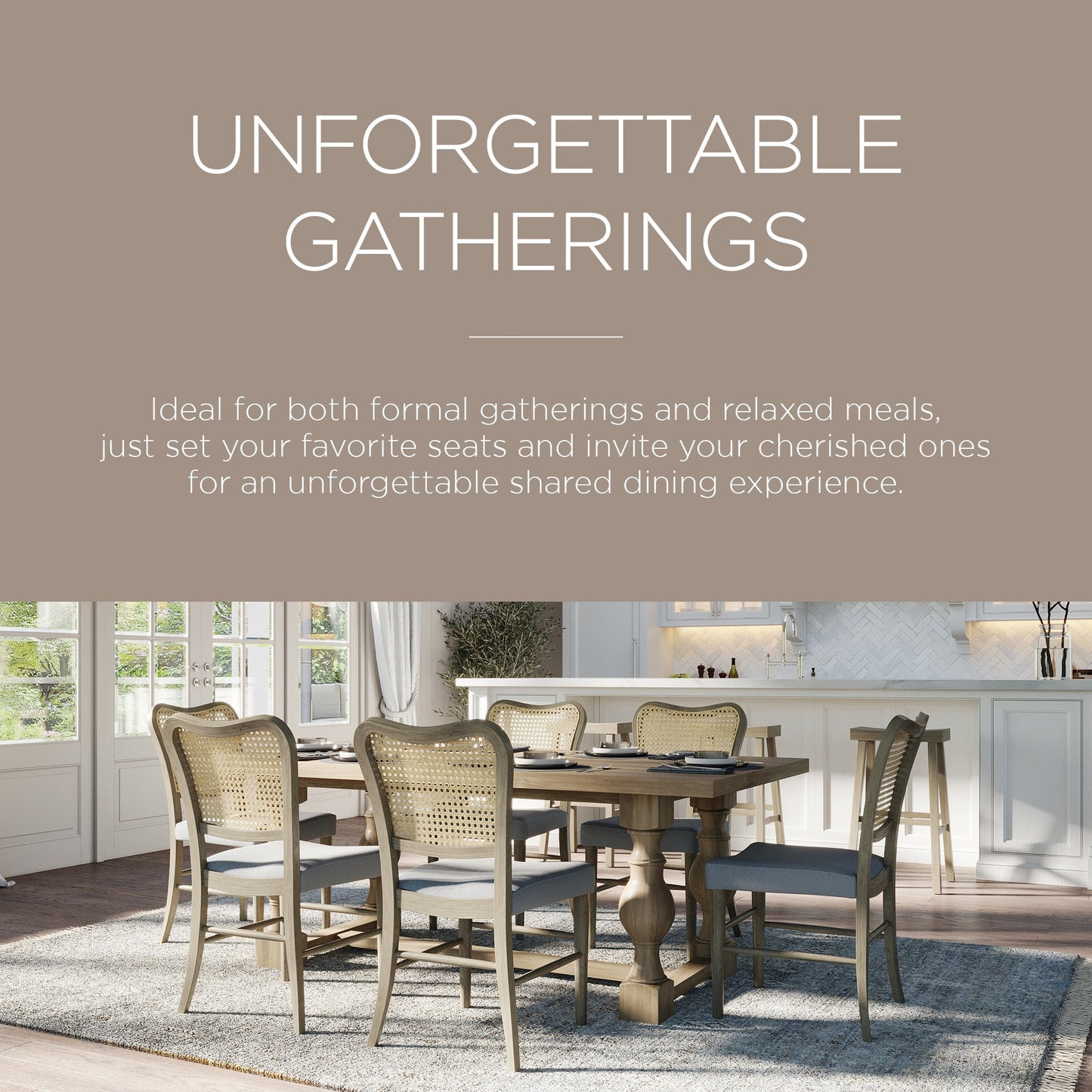 Maven Lane Leon Traditional Wooden Dining Table in Antiqued Grey Finish