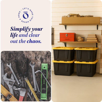 Homz Durabilt Heavy Duty 27 Gallon Plastic Organizer Storage Bin Tote (2 Pack)