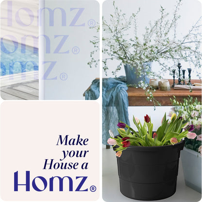 Homz 17 Gal Plastic Open Storage Round Utility Tub with Handles, Black (3 Pack)