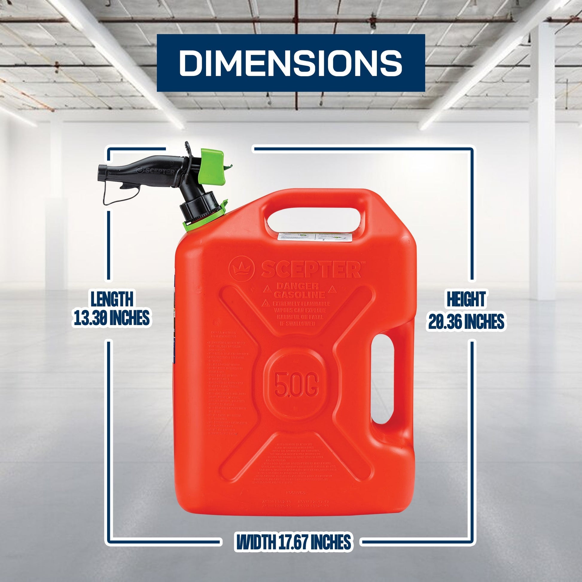 Scepter SmartControl Dual Handle Gasoline Can Container Jug, 5 Gal/18.9L, Red - Find Fresh Goods