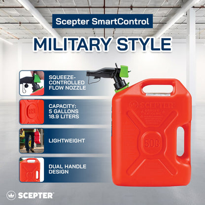 Scepter SmartControl Dual Handle Gasoline Can Container Jug, 5 Gal/18.9L, Red - Find Fresh Goods