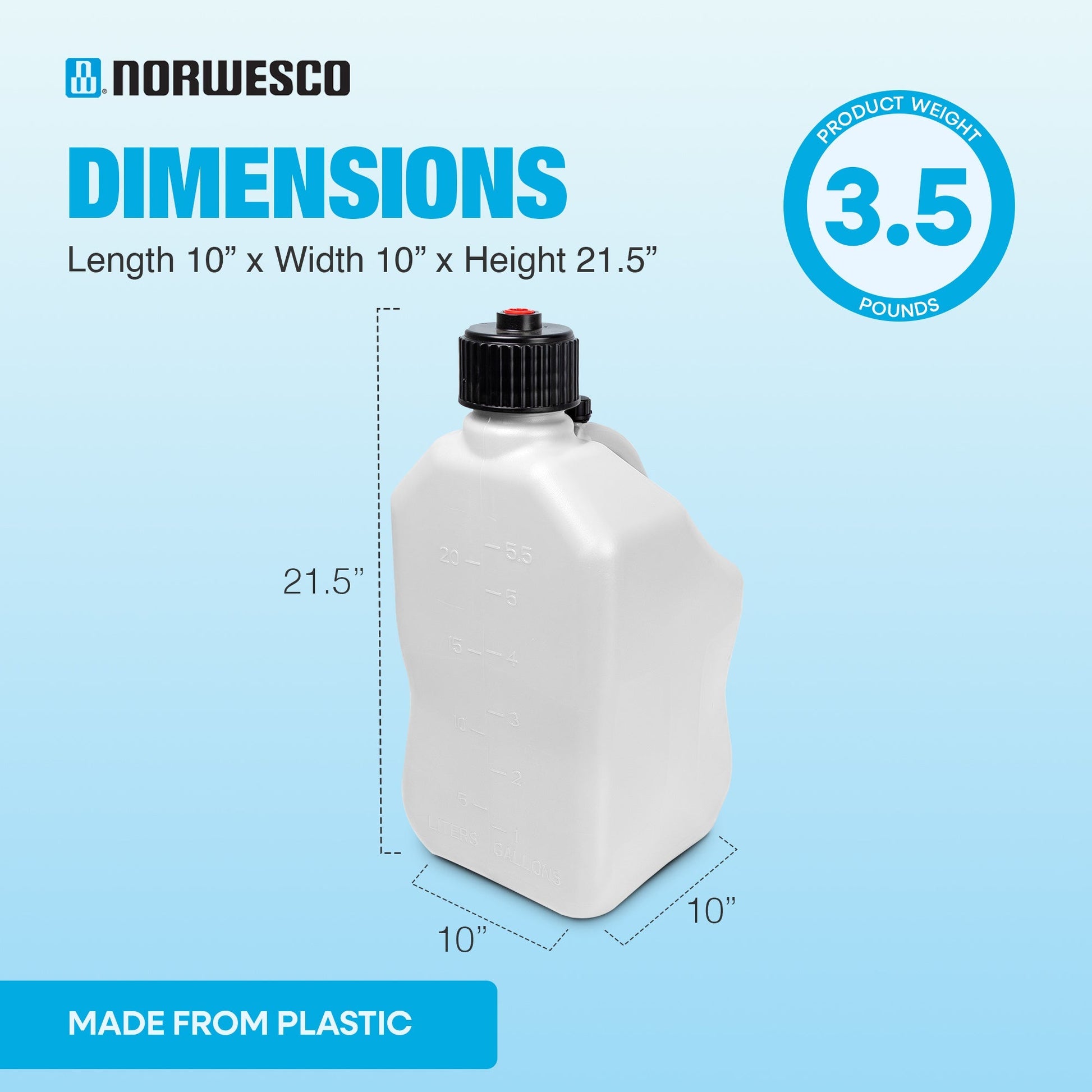 Bushman 4 Pack U-Jug Storage Jug, Portable Plastic Container, 5.5Gal, White - Find Fresh Goods