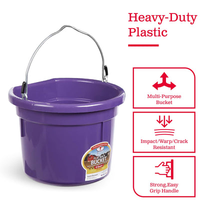 Little Giant 2 Gallon All Purpose Flat Back Plastic Bucket, Purple, (2 Pack)