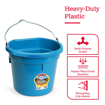 Little Giant All Purpose Heavy Duty Flat Back 20 Quart Plastic Bucket, Teal