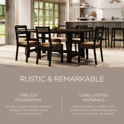 Yves Organic Rectangular Wooden Dining Table in Weathered Brown Finish