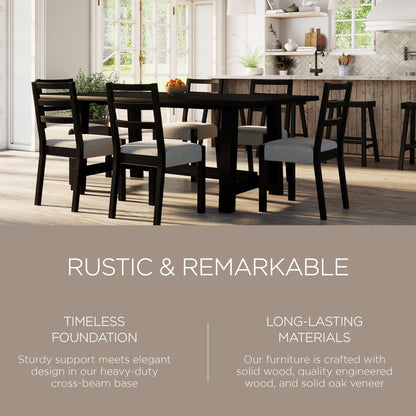 Yves Organic Rectangular Wooden Dining Table in Weathered Black Finish