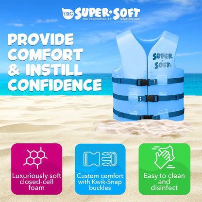 TRC Recreation Super Soft Small Life Jacket Vinyl Coated Foam Swim Vest, Blue