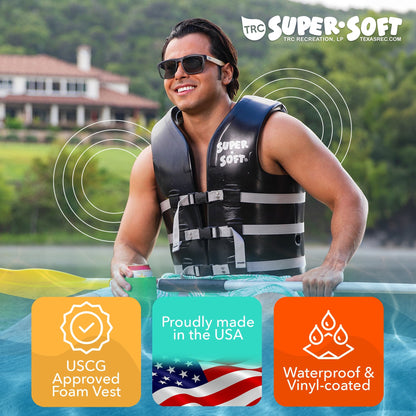 TRC Recreation Super Soft Small Life Jacket Vinyl Coated Foam Swim Vest, Blue