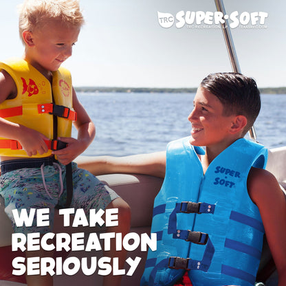 TRC Recreation Super Soft Small Life Jacket Vinyl Coated Foam Swim Vest, Blue
