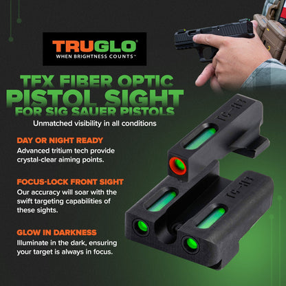 TruGlo Pro TFK TG13SG2PC Fiber Optic Tritium Handgun Pistol Sight, Sig Sauer