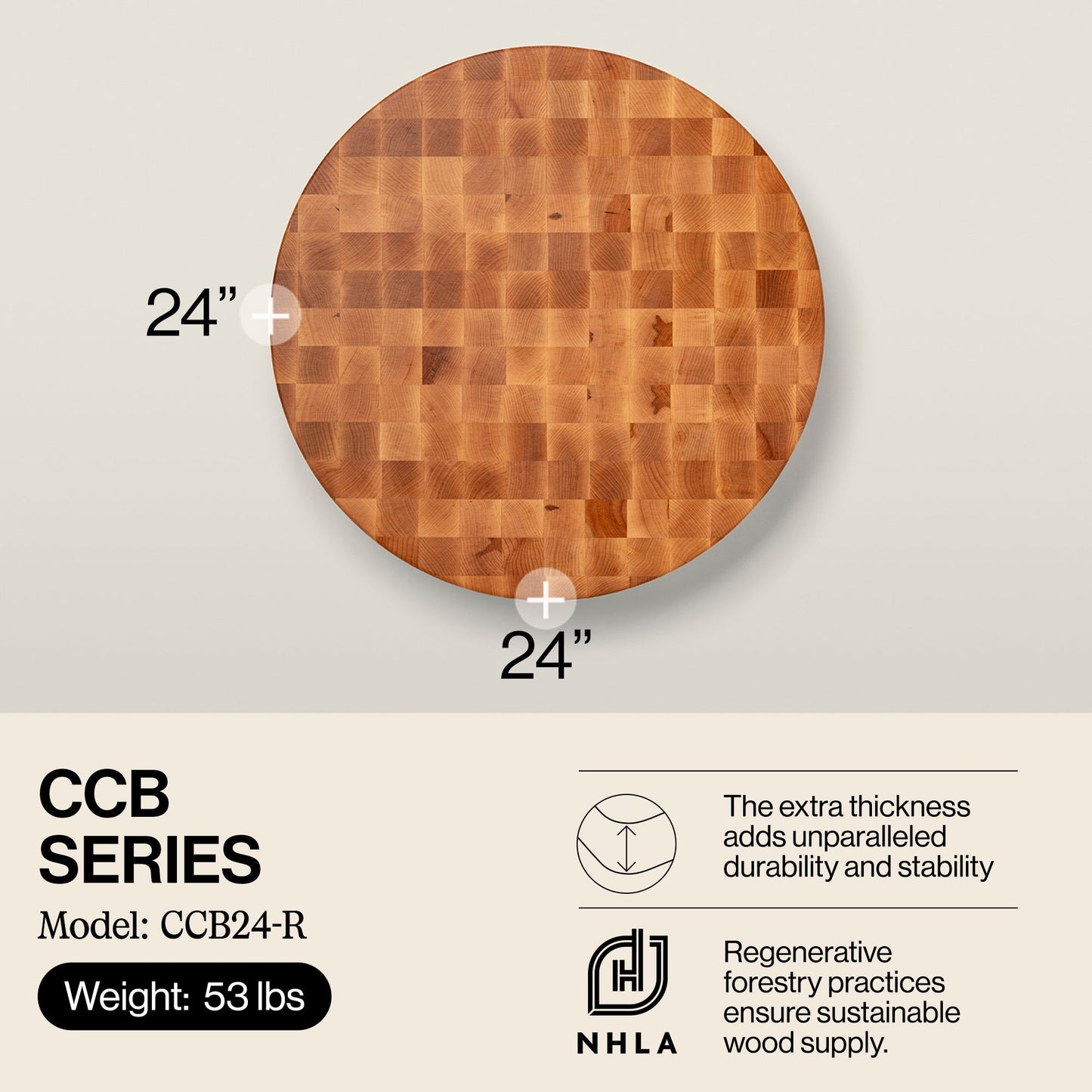 John Boos Medium Maple Wood End Grain Cutting Board for Kitchen, 24" x 24" x 4"