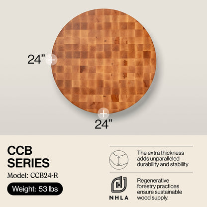 John Boos Medium Maple Wood End Grain Cutting Board for Kitchen, 24" x 24" x 4"