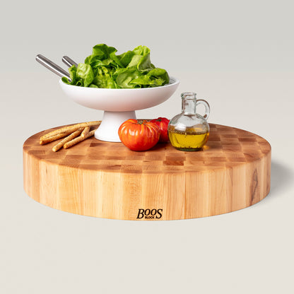 John Boos Medium Maple Wood End Grain Cutting Board for Kitchen, 24" x 24" x 4"