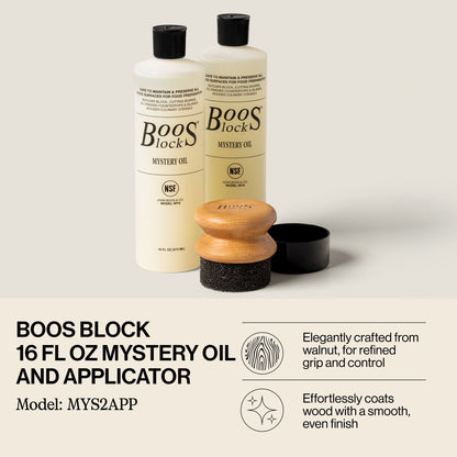 John Boos Block 32 fl oz Mystery Oil & Applicator Wooden Cutting Board Care Set