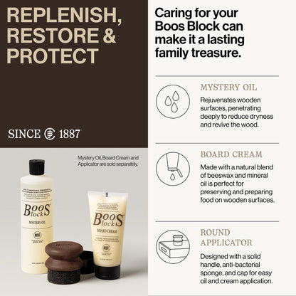 John Boos Butcher Block Oil & Cream Applicator for Wooden Surfaces, Walnut Wood