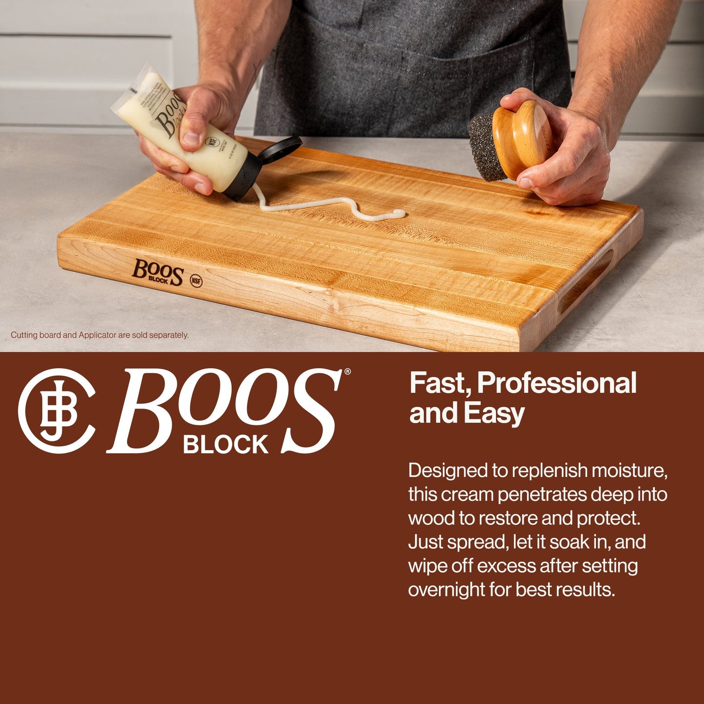 John Boos Block 5 oz Wooden Butcher Block Cutting Board Natural Moisture Cream