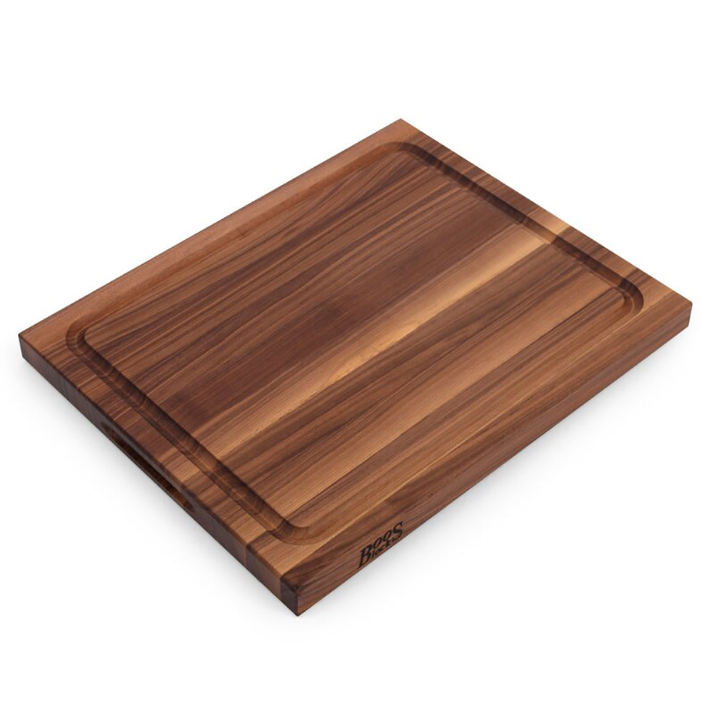 John Boos Walnut Wood Juice Groove Cutting Board w/ Boos Block Maintenance Set