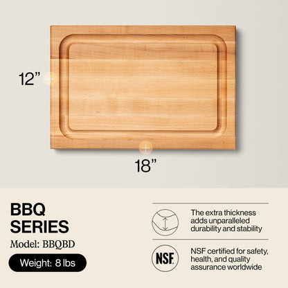 John Boos BBQ Collection Reversible Wood Cutting Board w/Juice Groove, Maple