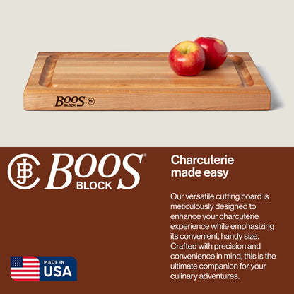 John Boos BBQ Collection Reversible Wood Cutting Board w/Juice Groove, Maple