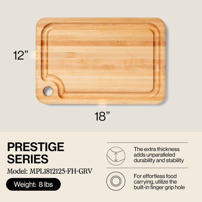 John Boos Prestige Maple Wood Edge Grain Kitchen Cutting Board,18" x 12" x 1.25"