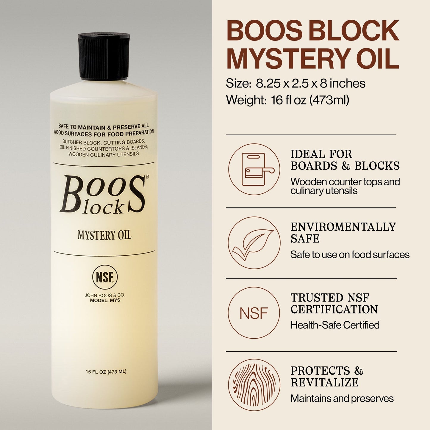 John Boos 3 Piece Maintenance Set with Mystery Oil, Board Cream, and Applicator