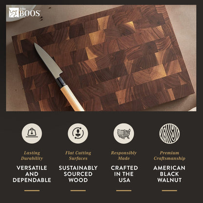 John Boos Walnut Wood Edge Grain Reversible Cutting Board, 18 x 12 x 1.75 Inches