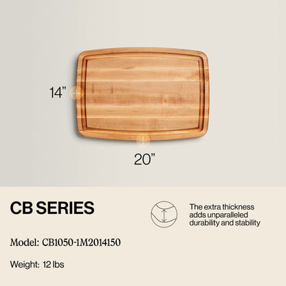 John Boos Maple Wood Edge Grain Reversible Oval Cutting Board, 20" x 14" x 1.5"