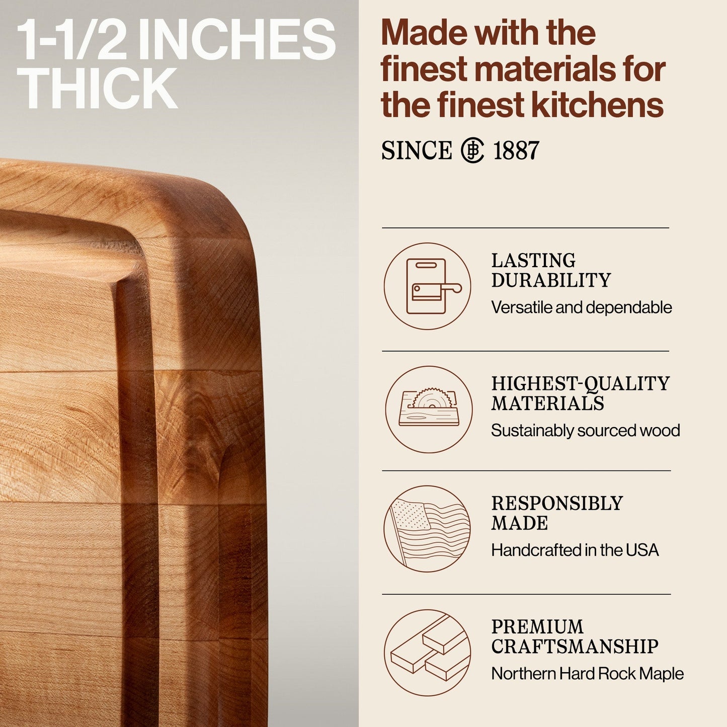 John Boos Maple Wood Edge Grain Reversible Oval Cutting Board, 20" x 14" x 1.5"