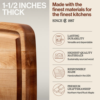 John Boos Maple Wood Edge Grain Reversible Oval Cutting Board, 20" x 14" x 1.5"