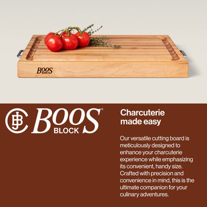 John Boos Block 24x18" Edge Grain Maple Wood Reversible Cutting Board w/Handles
