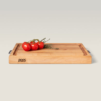 John Boos Block 24x18" Edge Grain Maple Wood Reversible Cutting Board w/Handles