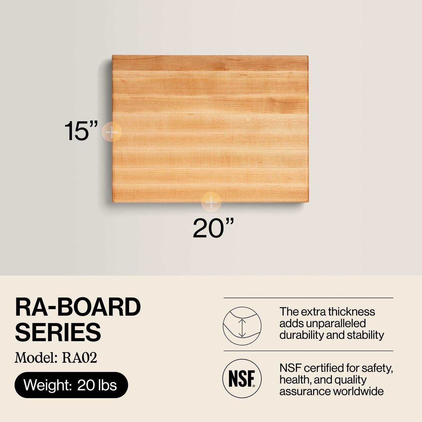 John Boos Maple Wood Bamboo End Grain Cutting Board for Kitchen Prep, 20" x 15" x 2.25"