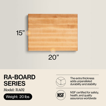 John Boos Maple Wood Bamboo End Grain Cutting Board for Kitchen Prep, 20" x 15" x 2.25"